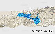 Political Panoramic Map of Mira, shaded relief outside