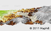 Shaded Relief Panoramic Map of Mira, physical outside