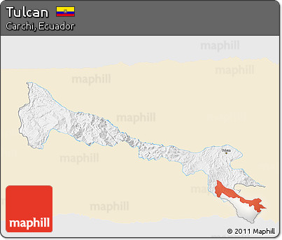 Classic Style 3D Map of Tulcan, single color outside