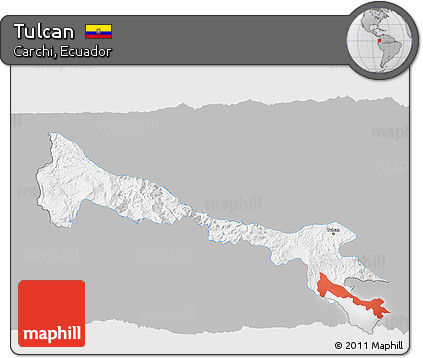 Gray 3D Map of Tulcan, single color outside