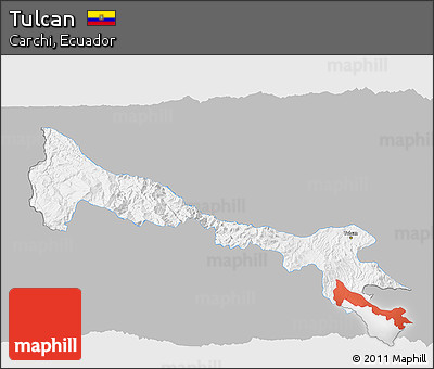 Gray 3D Map of Tulcan, single color outside