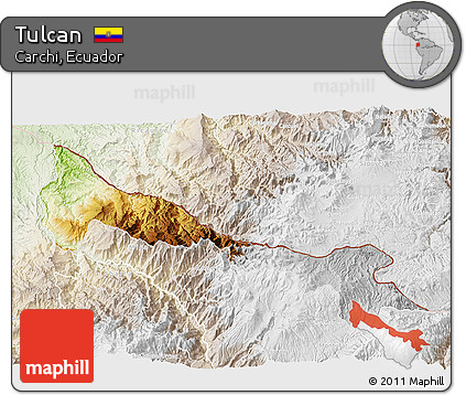 Physical 3D Map of Tulcan, lighten