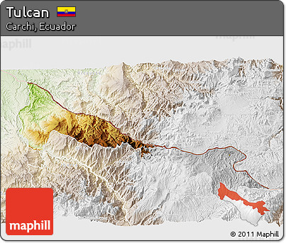 Physical 3D Map of Tulcan, lighten