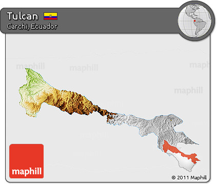 Physical 3D Map of Tulcan, single color outside