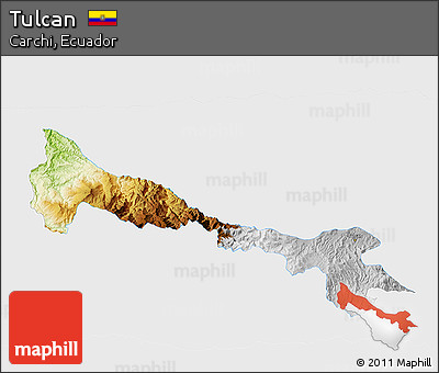 Physical 3D Map of Tulcan, single color outside