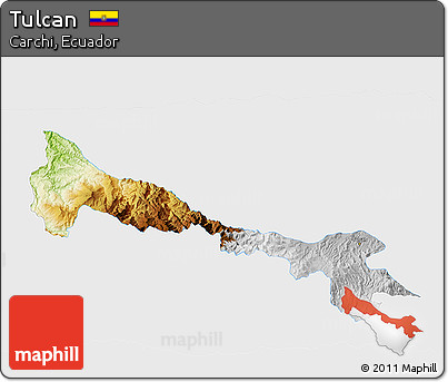 Physical 3D Map of Tulcan, single color outside