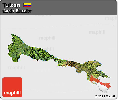 Satellite 3D Map of Tulcan, single color outside