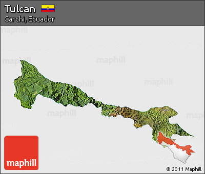 Satellite 3D Map of Tulcan, single color outside