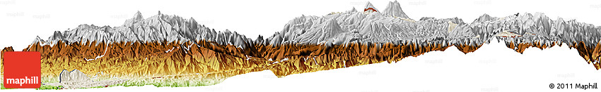 Shaded Relief Horizon Map of Tulcan, physical outside