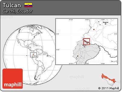 Blank Location Map of Tulcan, highlighted country, highlighted parent region