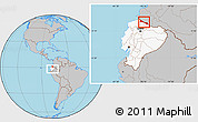 Gray Location Map of Tulcan, highlighted country, within the entire country