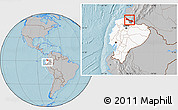 Gray Location Map of Tulcan, highlighted country, highlighted parent region, within the entire country, hill shading