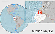 Gray Location Map of Tulcan, highlighted country, highlighted parent region, hill shading
