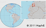 Gray Location Map of Tulcan, highlighted parent region, within the entire country
