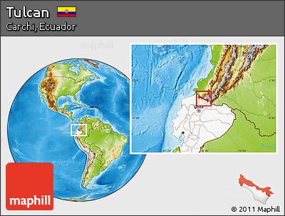 Physical Location Map of Tulcan, highlighted country