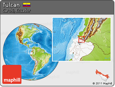 Physical Location Map of Tulcan, highlighted country