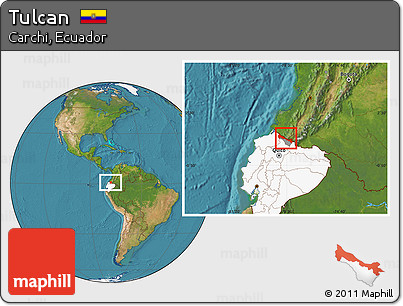 Satellite Location Map of Tulcan, highlighted country, highlighted parent region