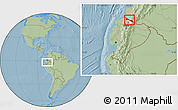 Savanna Style Location Map of Tulcan, highlighted parent region, within the entire country, hill shading