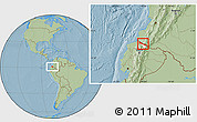 Savanna Style Location Map of Tulcan, highlighted parent region, hill shading