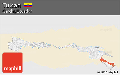 Classic Style Panoramic Map of Tulcan, single color outside