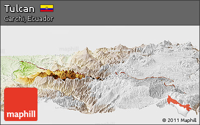 Physical Panoramic Map of Tulcan, lighten