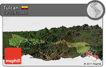 Satellite Panoramic Map of Tulcan, darken