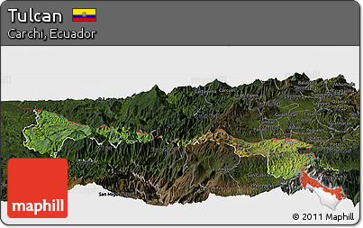 Satellite Panoramic Map of Tulcan, darken