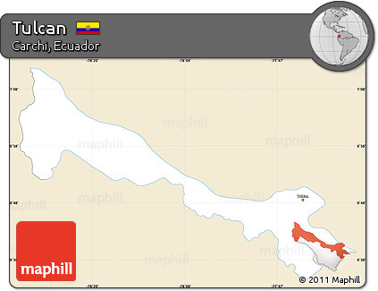 Classic Style Simple Map of Tulcan, single color outside