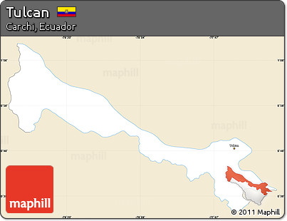 Classic Style Simple Map of Tulcan, single color outside