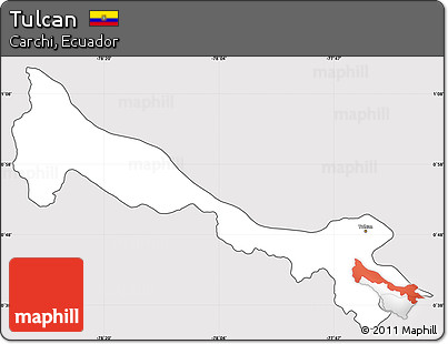 Silver Style Simple Map of Tulcan, cropped outside