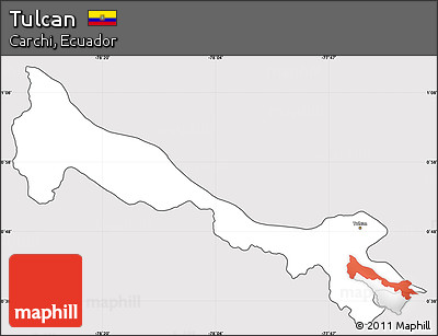 Silver Style Simple Map of Tulcan, cropped outside
