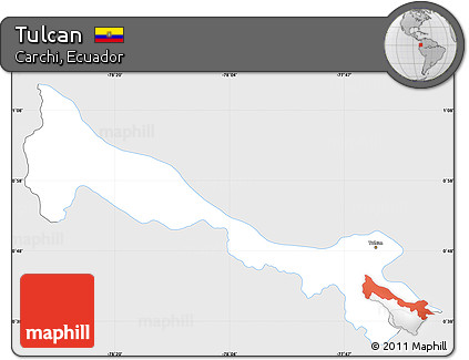 Silver Style Simple Map of Tulcan, single color outside