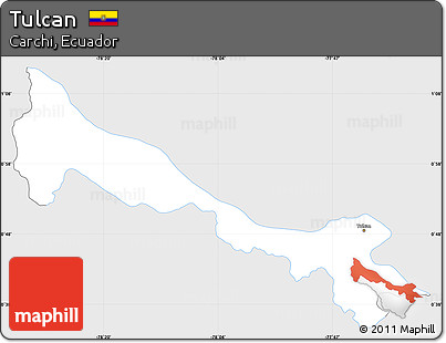 Silver Style Simple Map of Tulcan, single color outside