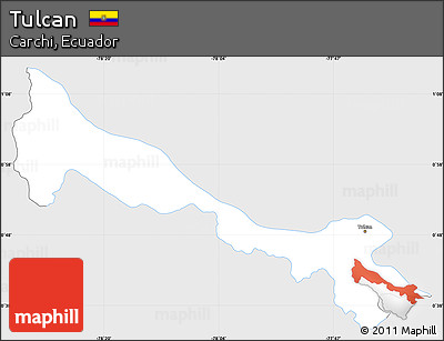 Silver Style Simple Map of Tulcan, single color outside