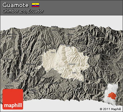 Shaded Relief 3D Map of Guamote, darken