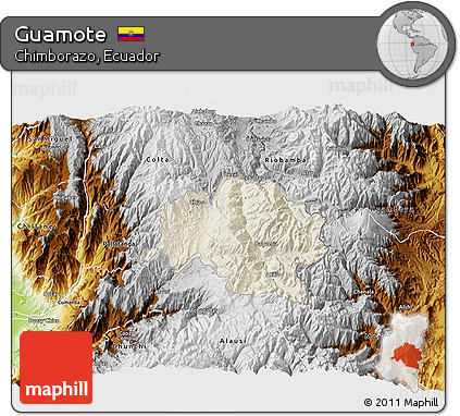 Shaded Relief 3D Map of Guamote, physical outside