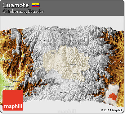 Shaded Relief 3D Map of Guamote, physical outside