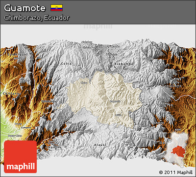 Shaded Relief 3D Map of Guamote, physical outside