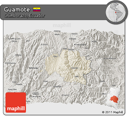 Shaded Relief 3D Map of Guamote, semi-desaturated