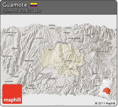 Shaded Relief 3D Map of Guamote, semi-desaturated