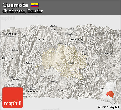 Shaded Relief 3D Map of Guamote, semi-desaturated