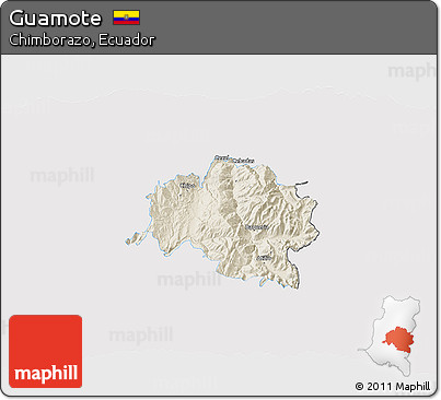 Shaded Relief 3D Map of Guamote, single color outside