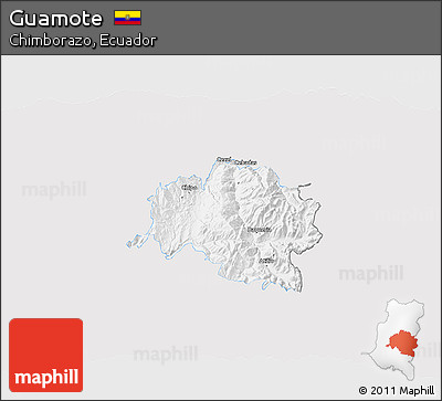 Silver Style 3D Map of Guamote, single color outside
