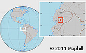 Gray Location Map of Guamote, within the entire country