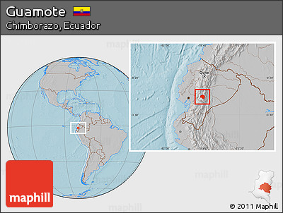 Gray Location Map of Guamote, hill shading