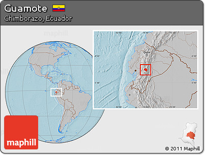 Gray Location Map of Guamote, hill shading