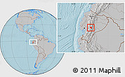 Gray Location Map of Guamote, hill shading