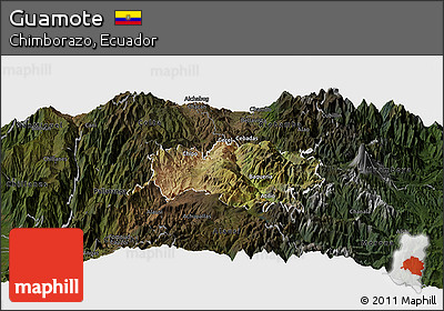 Satellite Panoramic Map of Guamote, darken