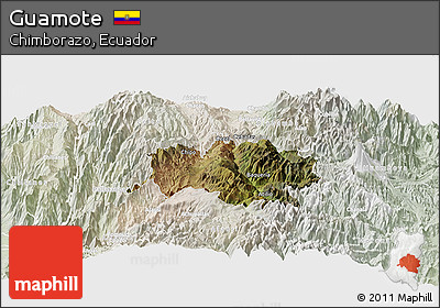 Satellite Panoramic Map of Guamote, lighten