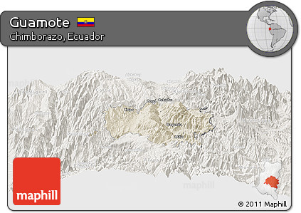 Shaded Relief Panoramic Map of Guamote, lighten
